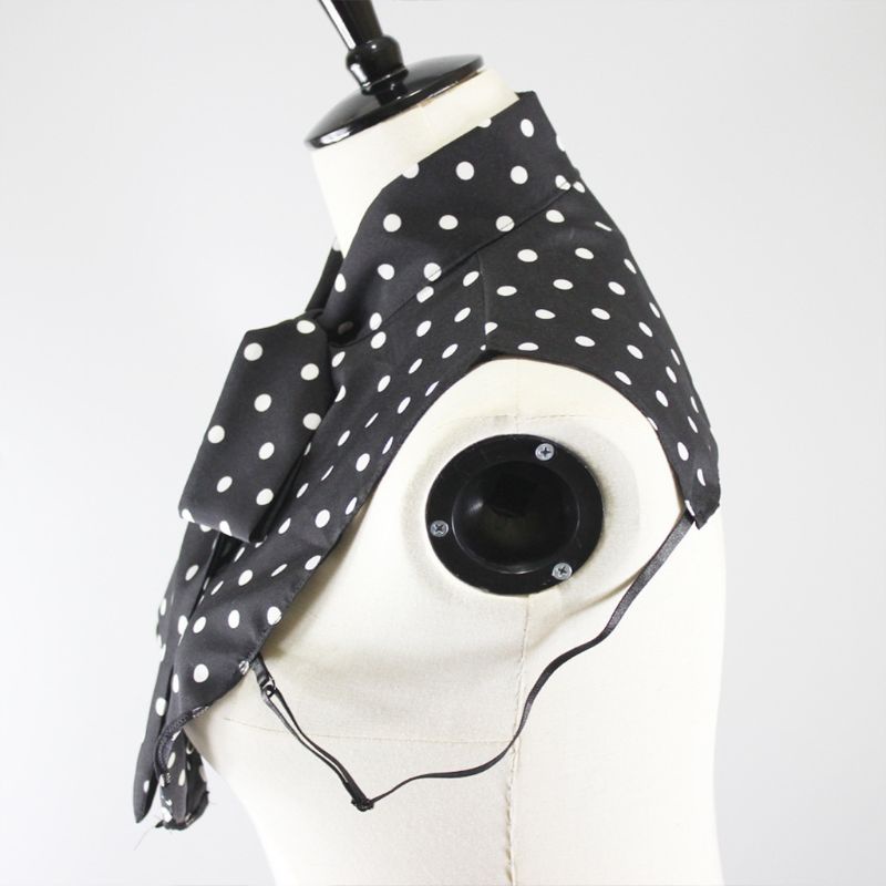 Cổ Áo Giả Thắt Nơ Họa Tiết Chấm Bi Trắng Đen Phong Cách Vintage Dành Cho Nữ