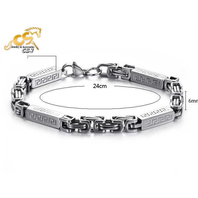 Lắc tay nam inox kiểu ziczac cách điệu vạn lý tường thành