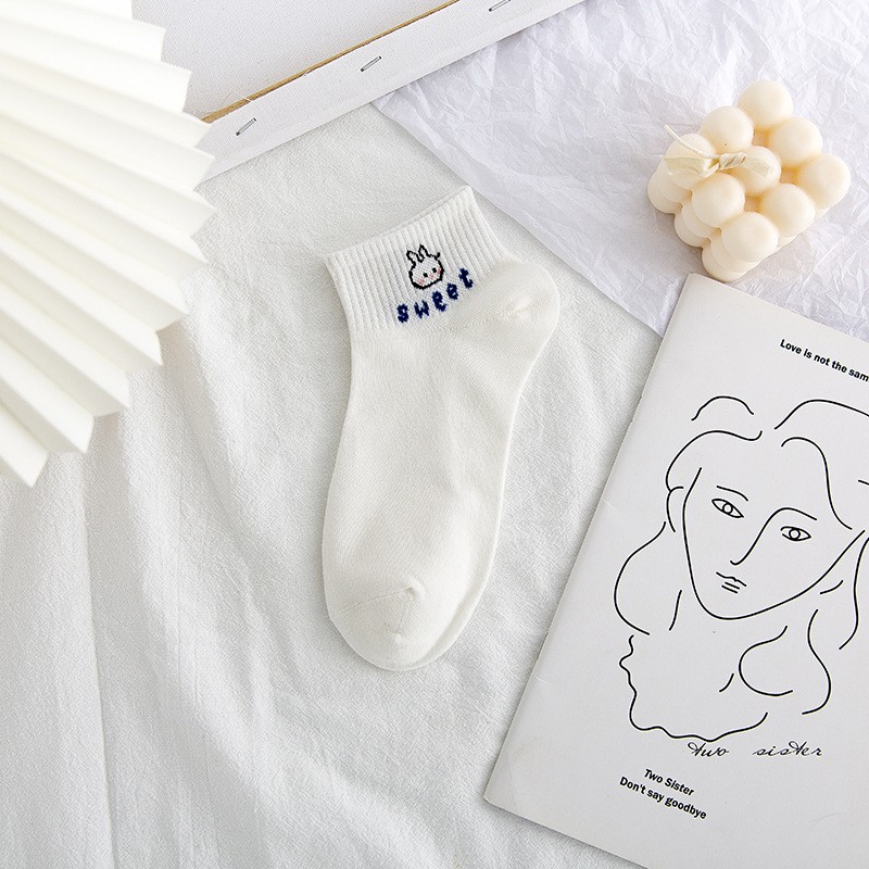 Tất nam nữ cổ ngắn họa tiết dễ thương chất liệu cotton Ulzzang thoáng mát phong cách Nhật Bản - T052