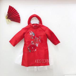 Áo Dài Ánh Kim Đính Kết Đỏ