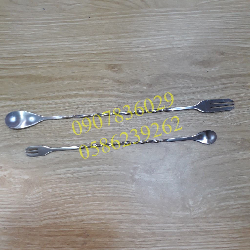 MUỖNG KHUẤY INOX 2 ĐẦU, MUỖNG BARSPOON PHA CHẾ DÀI 32 CM