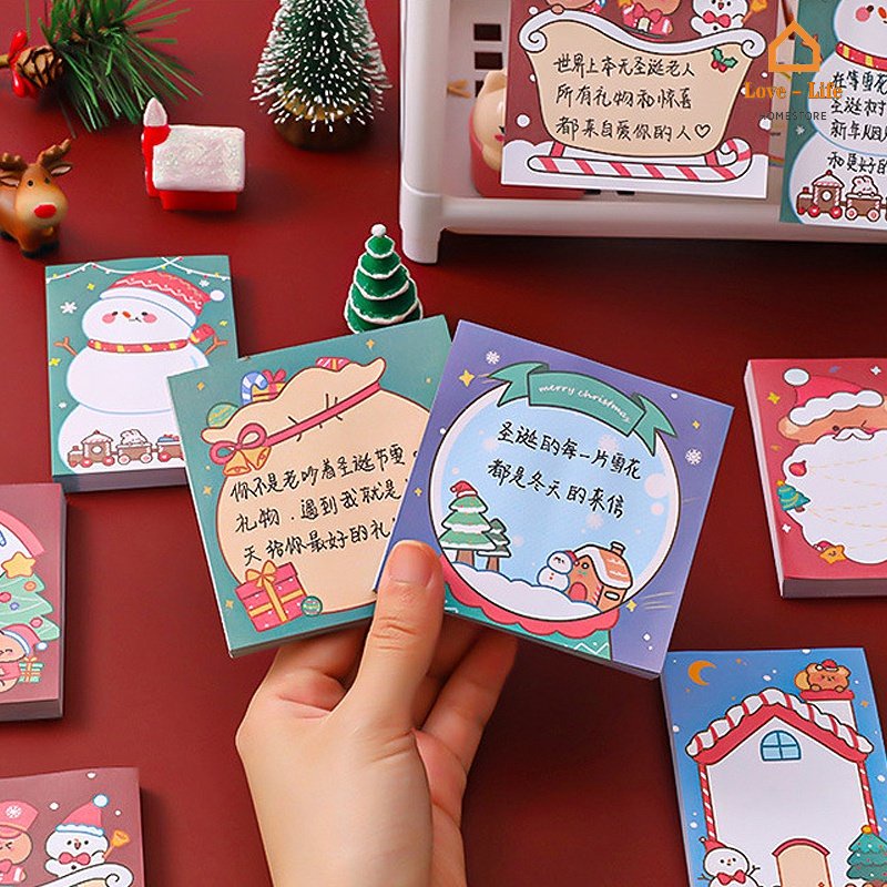 Miếng Dán Ghi Nhớ Tự Dính Họa Tiết Giáng Sinh / Người Tuyết / Ông Già Noel Trang Trí Sổ Tay