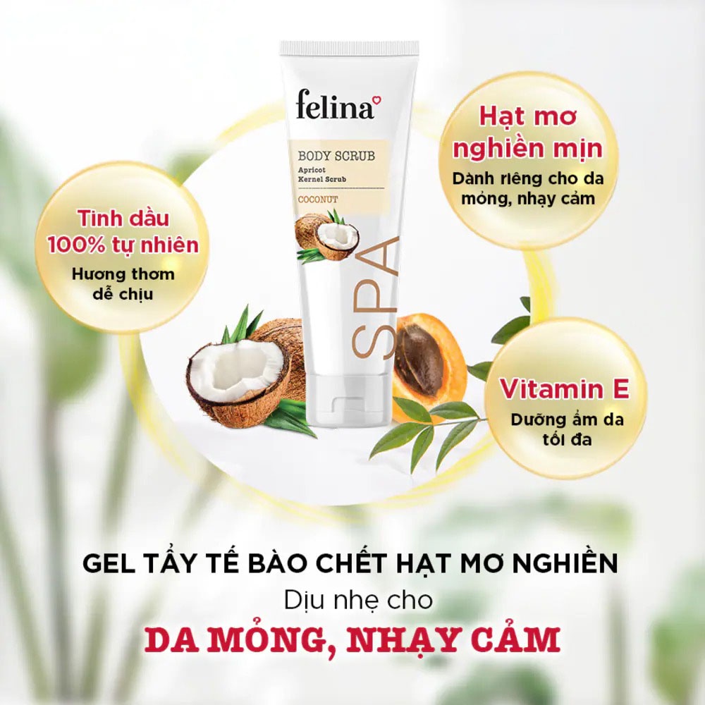 Gel Tẩy Tế Bào Da Felina Dầu Dừa Coconut Body Scrub 300ml