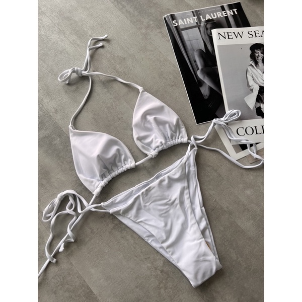 Bikini 2 mảnh tam giác basic dây bún mảnh tanning bikini 2M0032