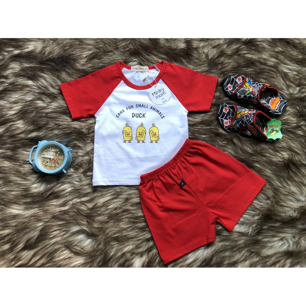 [HCM] Bộ quần áo 3 con vịt cho bé trai bé gái 5-17kg, vải thun COTTON 4 chiều, thun Việt Nam (NamyShop39)