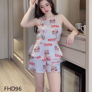 Đồ ngủ bộ mặc nhà yếm Lụa Satin cực sang chảnh, độc lạ