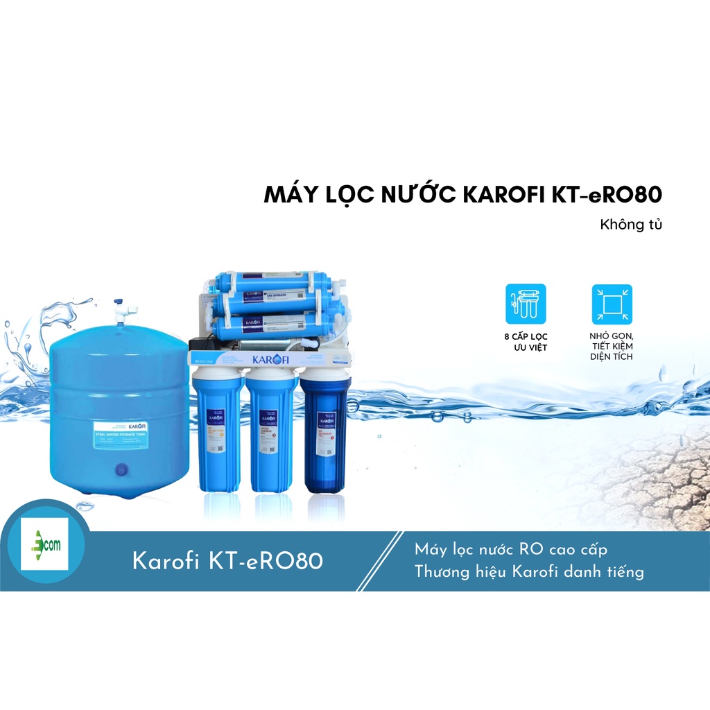 Máy lọc nước Karofi không tủ KT- ERO80 , bảo hành chính hãng 36 tháng