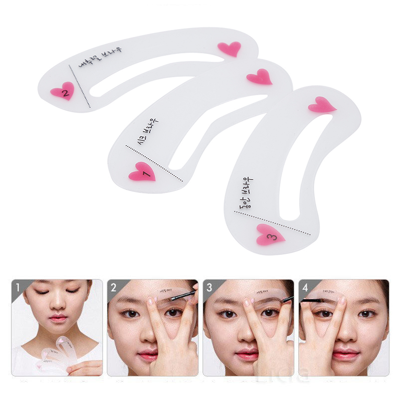 (Hàng Mới Về) Set 3 Khuôn Vẽ Lông Mày Trang Điểm Tiện Dụng /Khuôn Kẻ Lông Mày Mini Brow Class Bộ 3 Kiểu /3 Styles Eyebrow Drawing Gguide Card Eyebrow Template DIY Make Up Tools -beauty