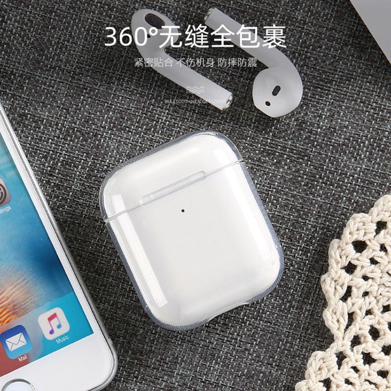 Vỏ Bảo Vệ Hộp Sạc Tai Nghe AirPods 1 2 Bằng TPU Mềm Trong Suốt