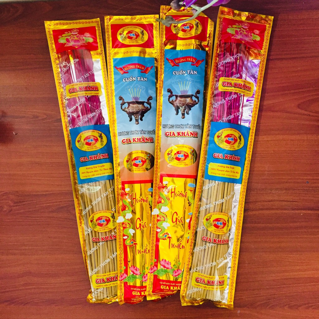 Combo 3 gói Hương trầm sạch 100% thảo dược tự nhiên, nhang trầm nguyên chất, loại chân hương đỏ, dài 40cm, bịch 50 nén