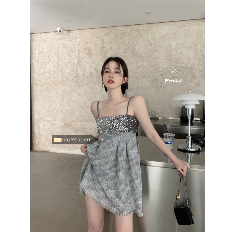 Jane Đầm dây viền vảy kim tuyến Hàn Quốc ẢNH THẬT CUỐI C366