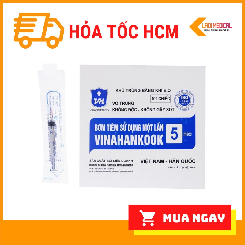 Bơm tiêm vinahankook 5ml Hộp 100 cây