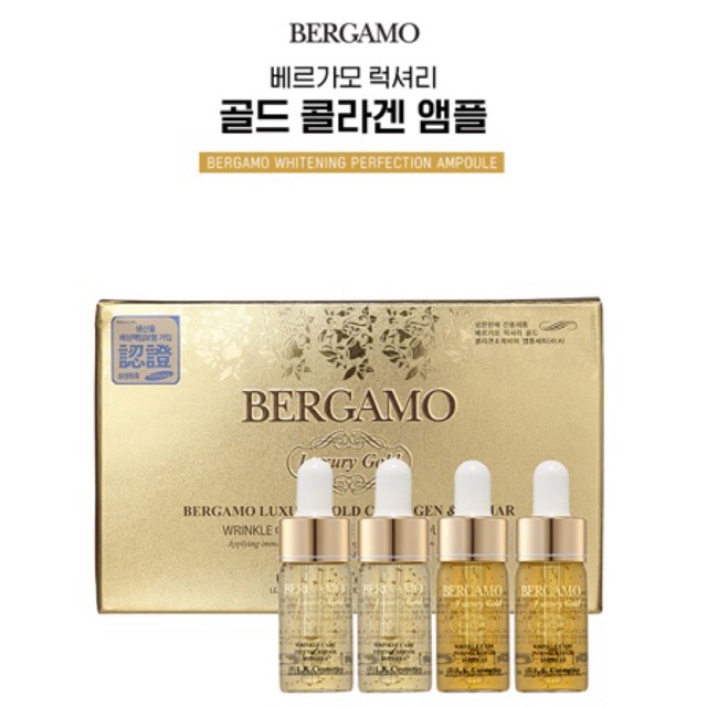 Set 4 lọ Tinh chất BERGAMO Luxury Gold Collagen &amp; Caviar
