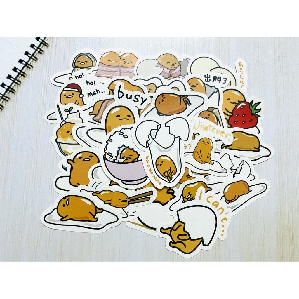 Sticker trứng lười - gudetama dán trang trí laptop, máy tính bỏ túi, vali, điện thoại, đàn ghita.