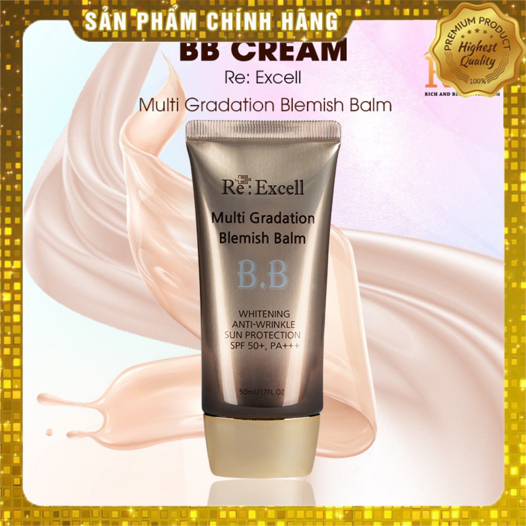 BB Cream Re:Excell Multi Gradation Blemish Balm Hàn Quốc, kem nền, kem lót, che khuyết điểm, chống nắng SPF50+/ PA+++