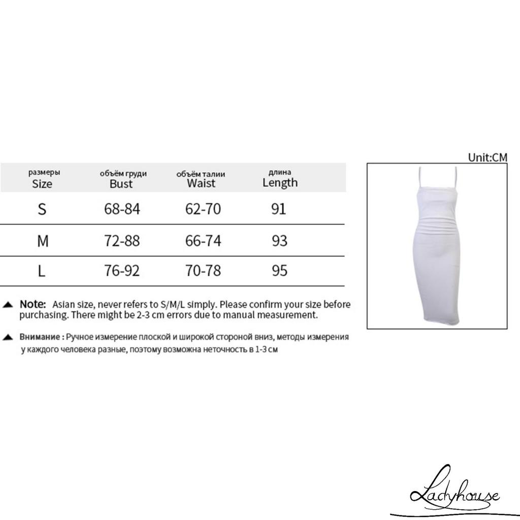 LD-Women Slim Slip Dress, Adults Sexy Sleeveless Solid Color Spaghetti Strap One-piece