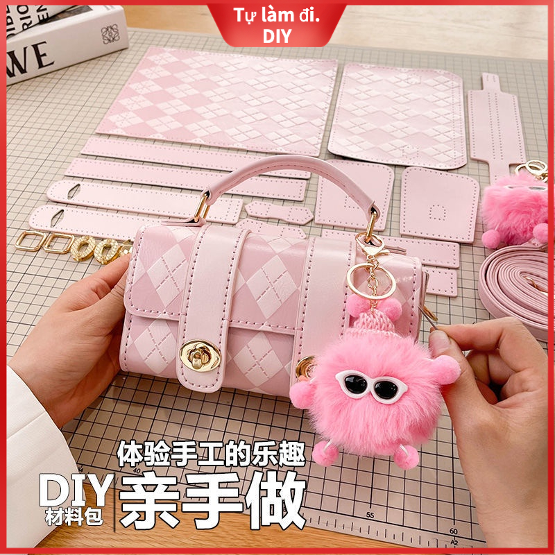 [DIY tự làm] Túi dệt handmade tự làm, túi chất liệu tự làm, túi đeo chéo một vai hình thoi mới 2022, túi làm bằng tay cho bạn gái