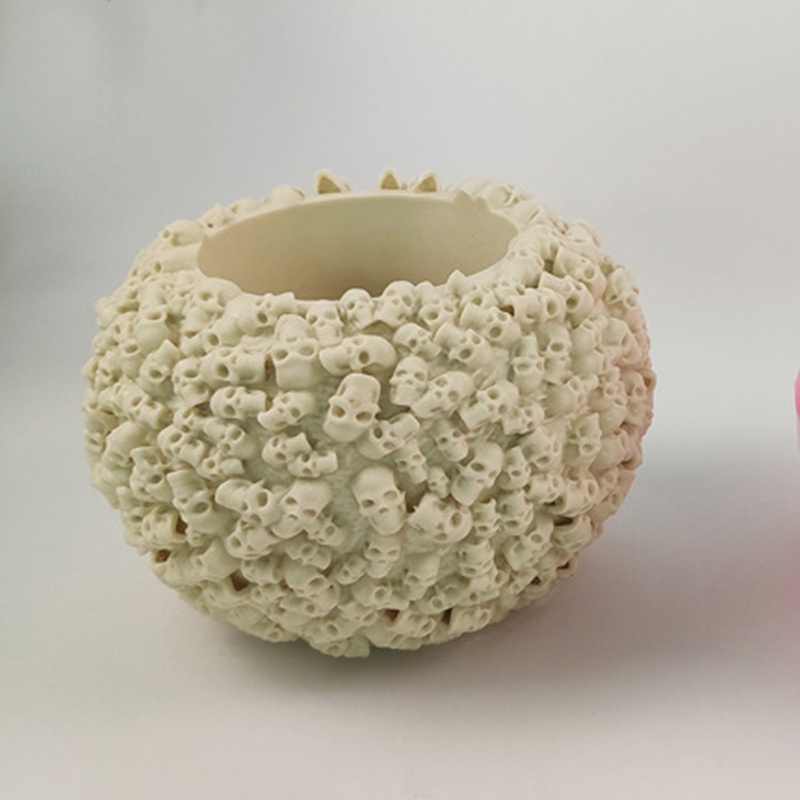 Sa Khuôn Silicon Làm Chậu Hoa Hình Đầu Lâu Trang Trí Halloween