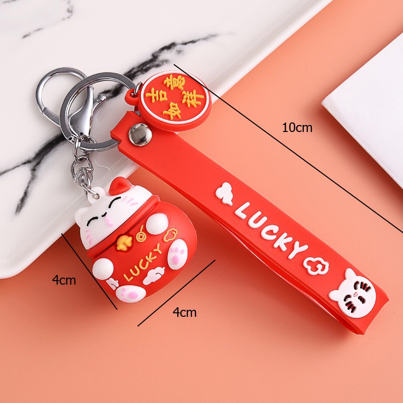 Móc chìa Khoá Mèo Thần Tài, Móc Khoá Keychain Mèo Dễ Thương