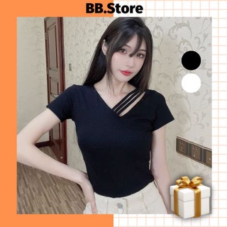 Áo kiểu nữ tay ngắn, áo thun tay ngắn thiết kế dây chéo cổ đủ size s,m,l