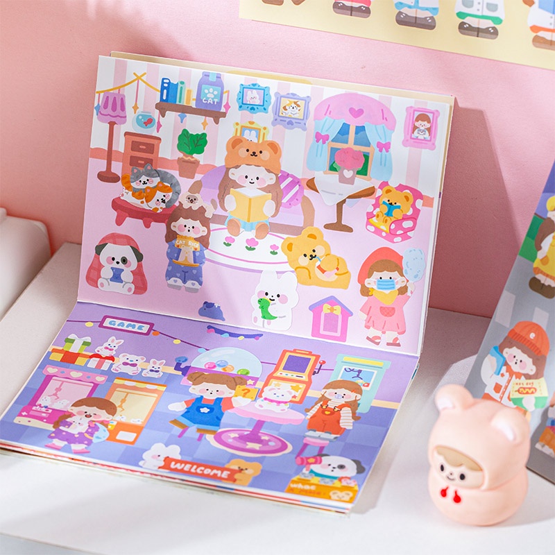 Bộ 30 Sticker Dán Trang Trí Sổ Hình Cô Gái Hoạt Hình 4 Kiểu Khác Nhau