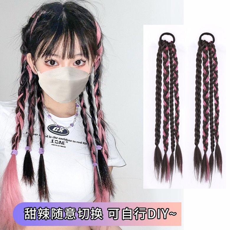 Dây Bện Tóc Giả Hai Đầu Bện Tự Nhiên