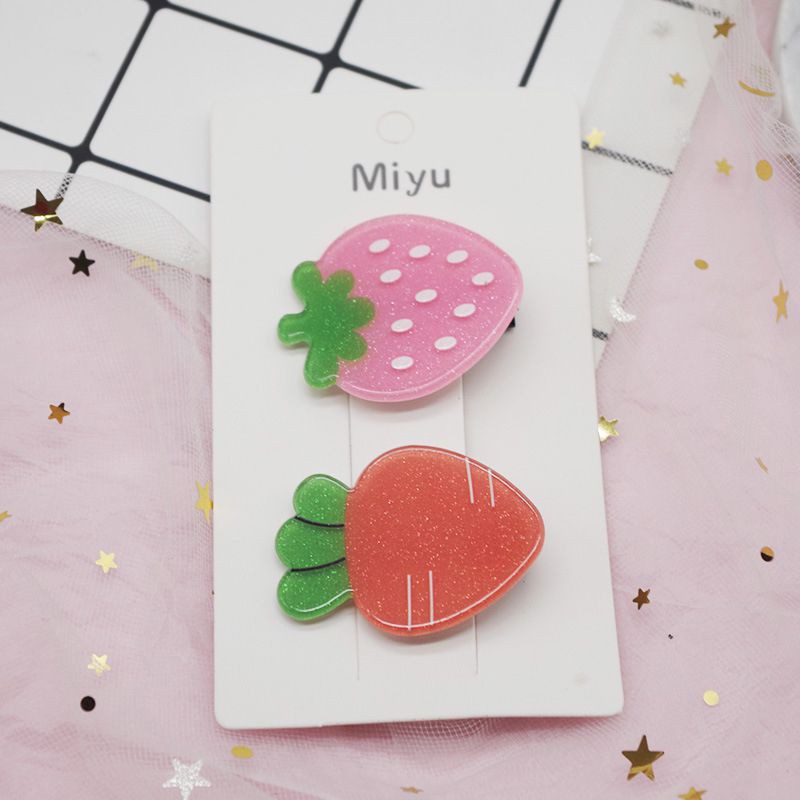 2Pcs Girls Hair Clips Cute Colorful Fruit Hair Pin Children Hairpin Princess Hair Accessories