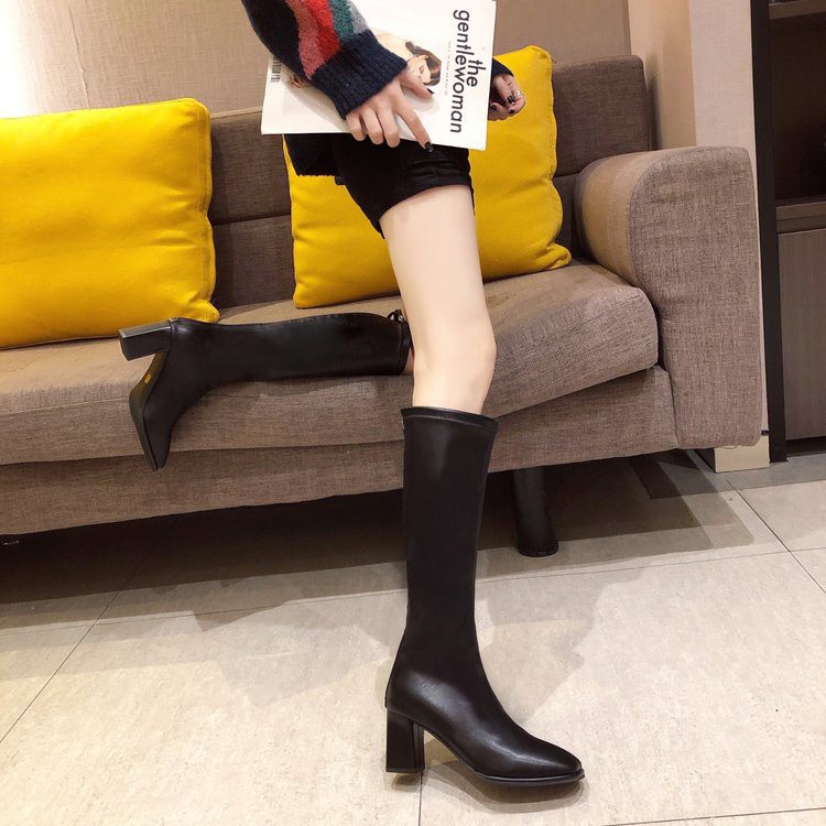Giày bốt nữ cao cổ đế vuông , Bốt đùi nữ da mềm Đế vuông vân gỗ có khoá kéo  siêu hot | BigBuy360 - bigbuy360.vn