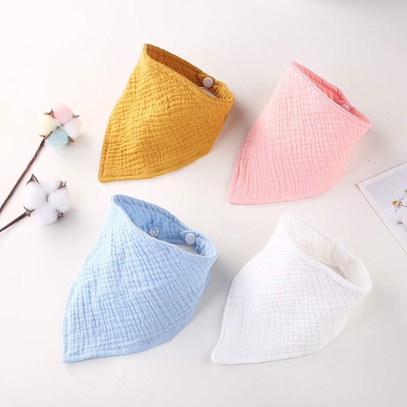 Yếm Ăn cotton Hai Lớp Hình Tam Giác Phong Cách Âu Mỹ Cho Bé