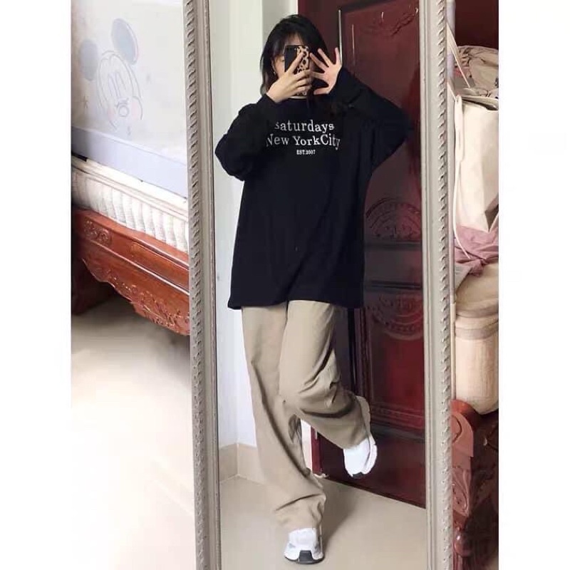 Quần kaki nữ ống suông rộng ulzzang