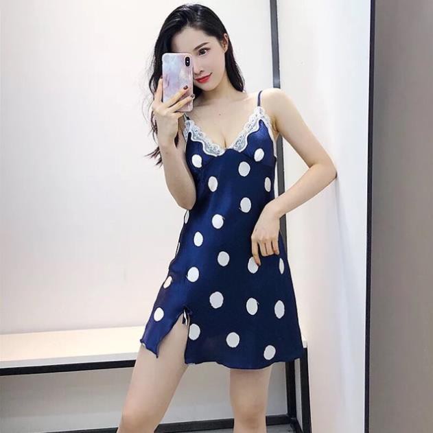 Váy ngủ chấm bi hàng quảng châu cao cấp