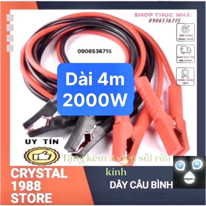 Dây câu bình ắc quy xe hơi xe máy mỗi dây dài 4M-2000AMP