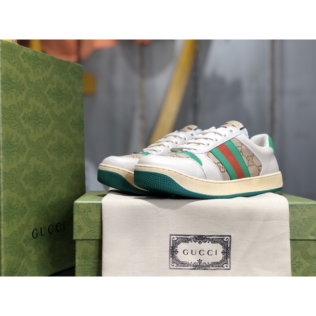 Giày Sneaker Gucci Screener Leather Xanh, Tím Cao Cấp Fullbox, Giày thể thao gucci sơn tùng 2 màu xanh, tím dày dặn.