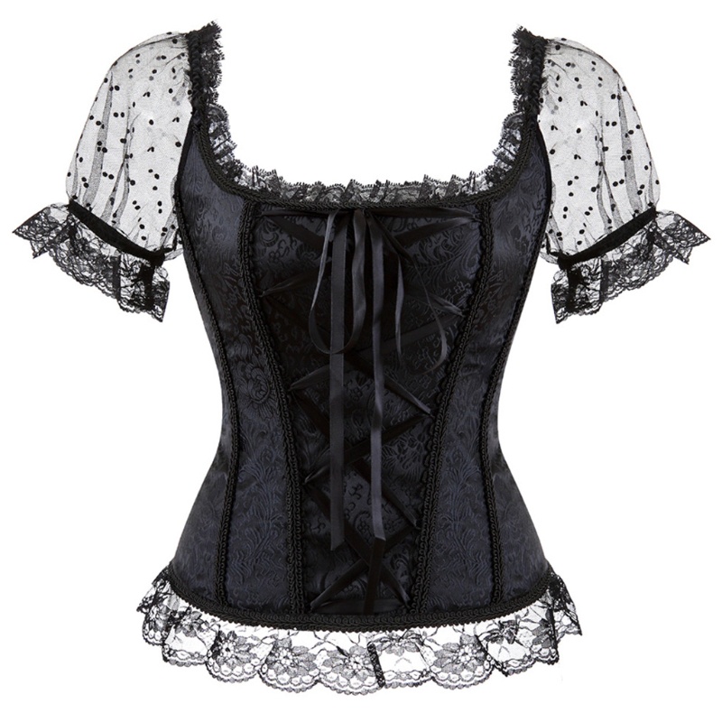 Áo Lưới Hoa Ngắn Tay Phong Cách Vintage Gợi Cảm Cho Nữ