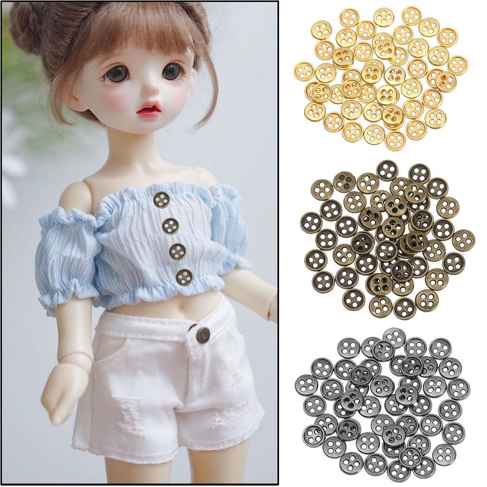50 Nút Kim Loại Mini 4 Màu 6mm Cho Búp Bê