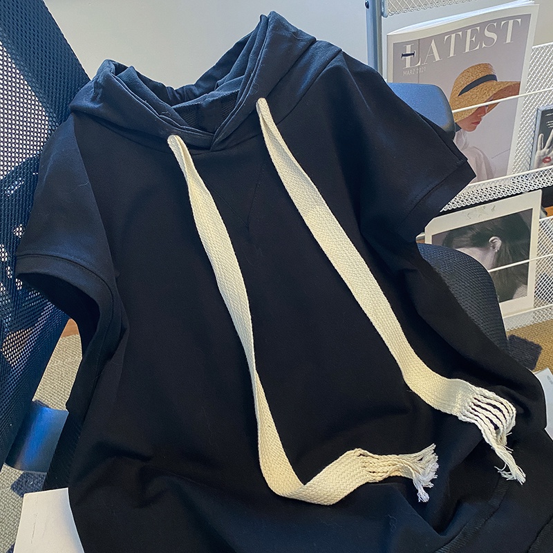 Áo Thun Sát Nách Có Mũ Trùm Phong Cách hip hop Nhật Bản Thời Trang Xuân Hè Cho Nam