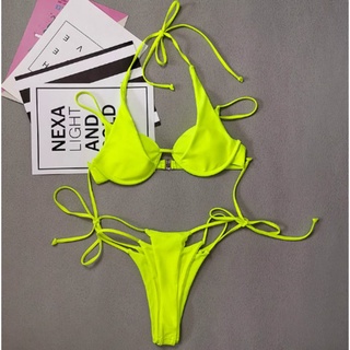 bikini 2 mảnh xanh neon có gọng