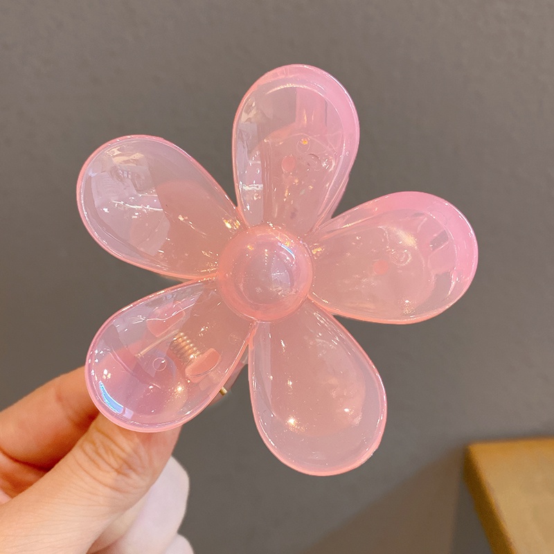 Kẹp Tóc Càng Cua Trong Suốt Hình Hoa Cỡ Lớn Thanh Lịch
