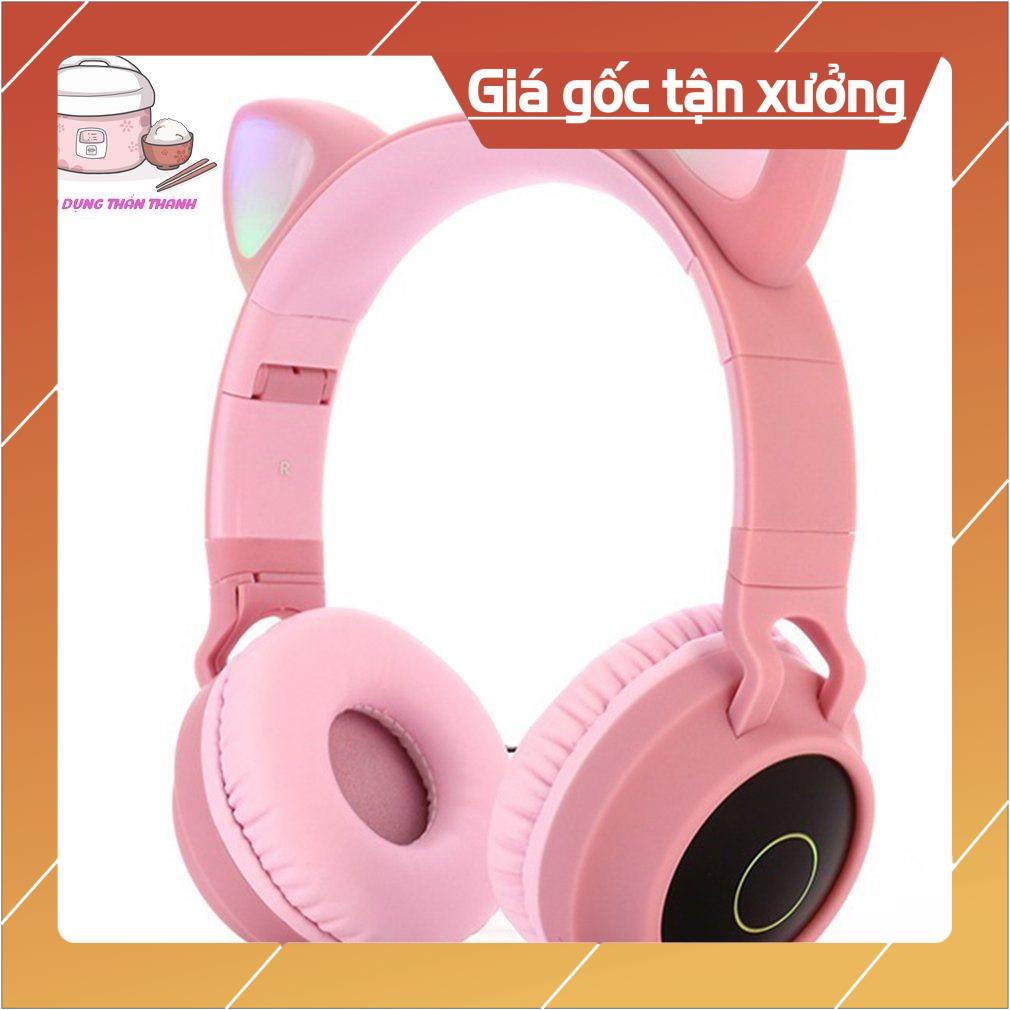 Tai Mèo Dễ Thương Bluetooth Pink Cat, Headphone CATEAR Có Mic,Âm Bass Mạnh Mẽ Và Dung Lượng Pin Khủng 400mAh Led RGB