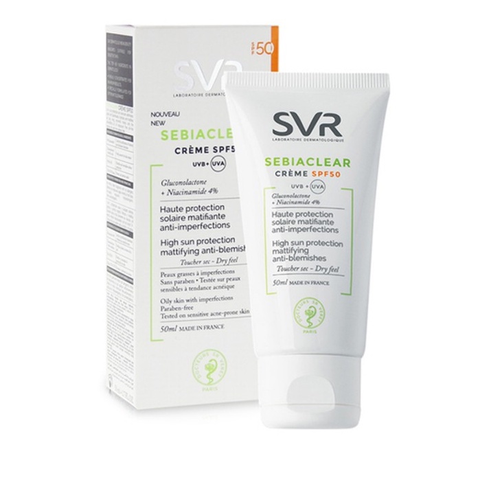 SVR Kem Làm Giảm Mụn và Chống Nắng, Không Gây Nhờn Da Sebiaclear Crème SPF50 50ml