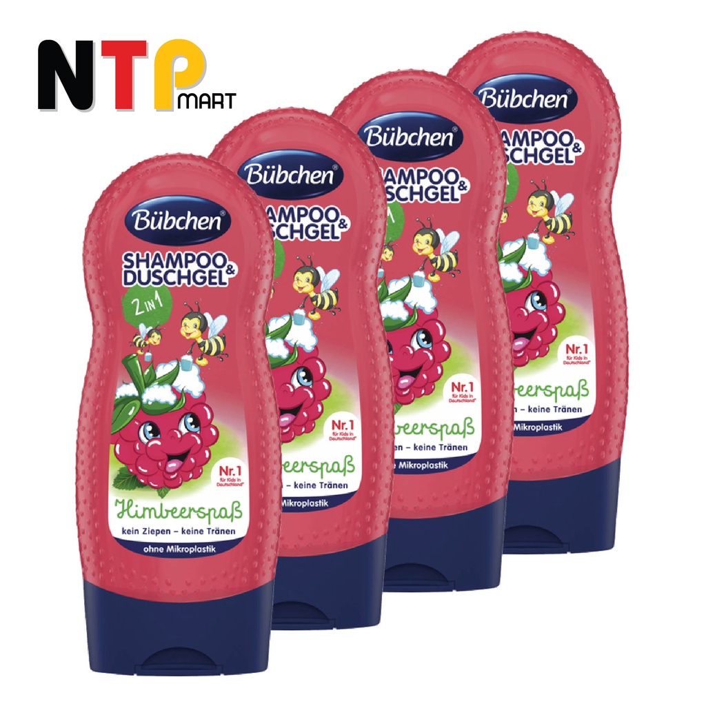Sữa Tắm Gội Bubchen Shampoo Duschgel 2in1 Himbeer spaB Hương Dâu Đất cho trẻ em chai 230ml nhập khẩu Đức