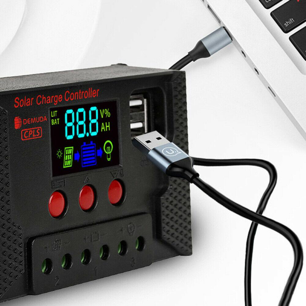 ĐIỀU KHIỂN SẠC NĂNG ĐIỀU KHIỂN SẠC NĂNG LƯỢNG MẶT TRỜI 20A ĐEN  Sạc USB Đầu Ra 12/24V Tự Động
