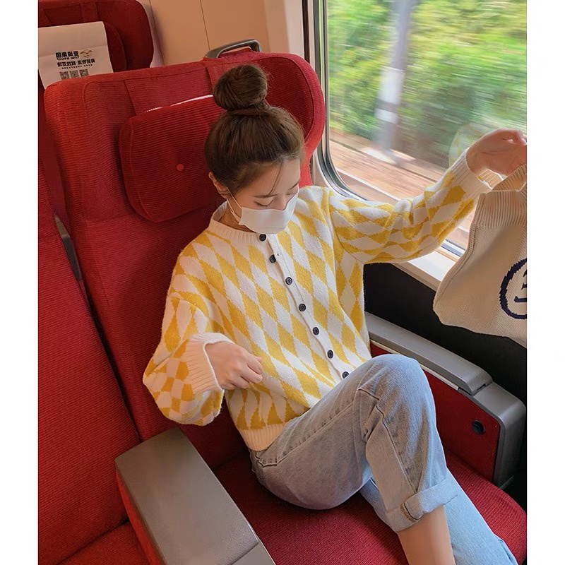 Áo khoác cardigan ô quả trám - AC-G06