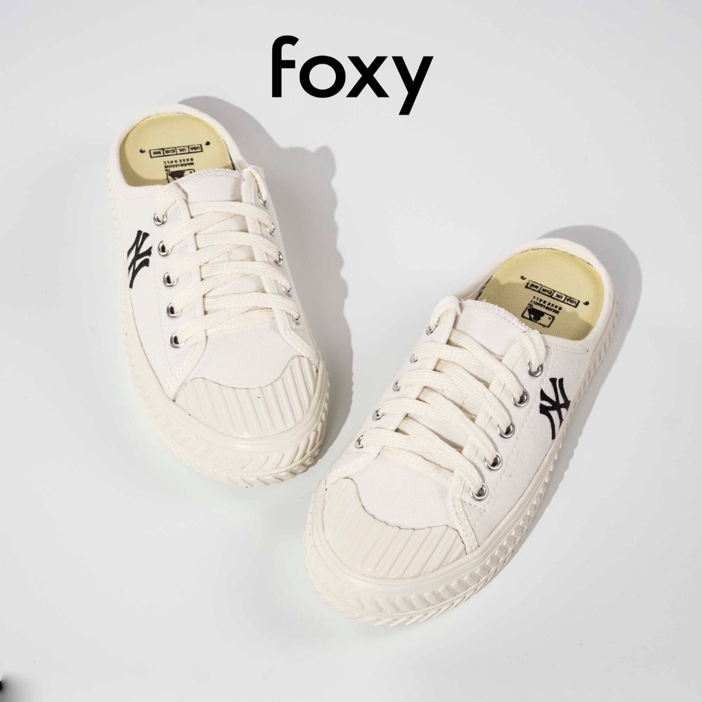 Giày Sục Thể Thao Nữ Dáng Mules Hở Gót Màu Trắng Basic Đế Cao 3cm Foxy - FOM003