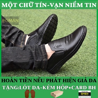 Giày mọi nam da bò mềm mại nguyên tấm đế cao su bảo hành 1 năm TK0155