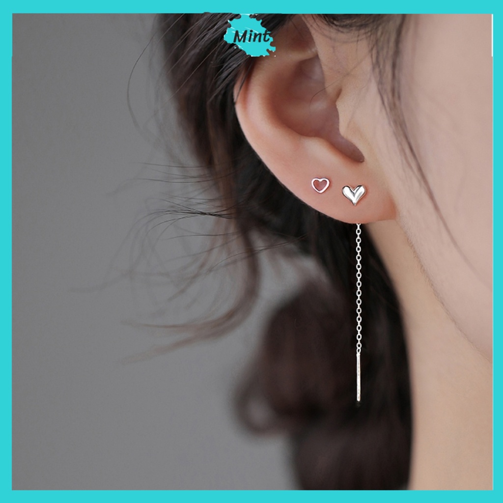 Khuyên Thả ❤️KHÔNG GÂY DỊ ỨNG❤️ Khuyên Xỏ Trái Tim Dáng Thả Đơn Giản Phong Cách Hàn Quốc