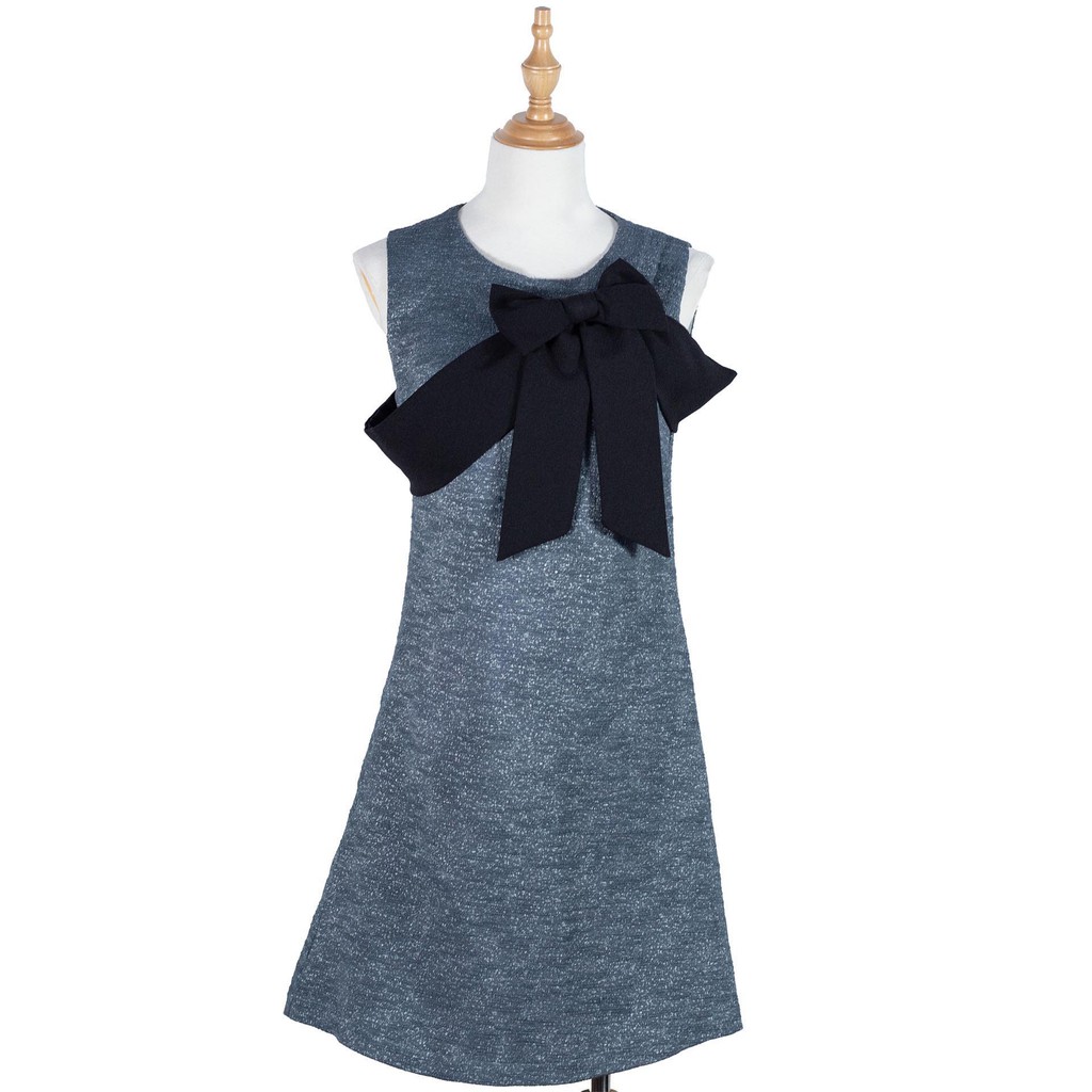 Textured Fabric Bow Cross Tie Dress HAVIAS đầm nữ có nơ bắt chéo vải Gấm trắng