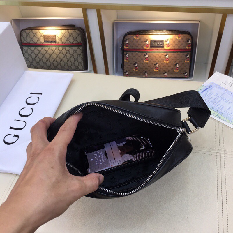 Túi bao tử nam da thật cao cấp dòng mới Gucci GG GC chất liệu da bò nhập khẩu hoạ tiết in logo mẫu mới năm nay