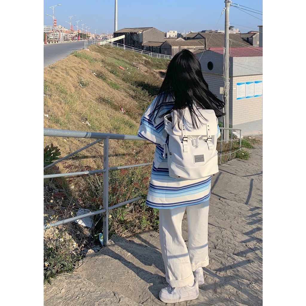 Áo Khoác Lông Cừu Mỏng Dáng Chữ A Họa Tiết Kẻ Sọc Phong Cách Hàn Quốc Thời Trang Cho Nữ