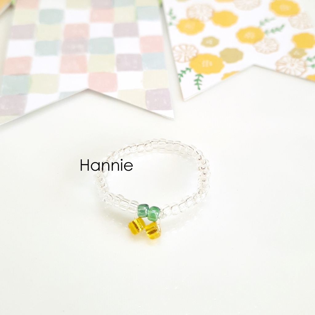 Nhẫn hạt cườm trong trái cây cherry/nho/cam/chanh handmade